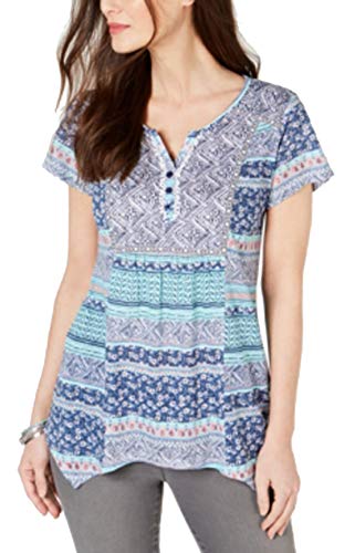 Split-Neck Handkerchief-Hem Top